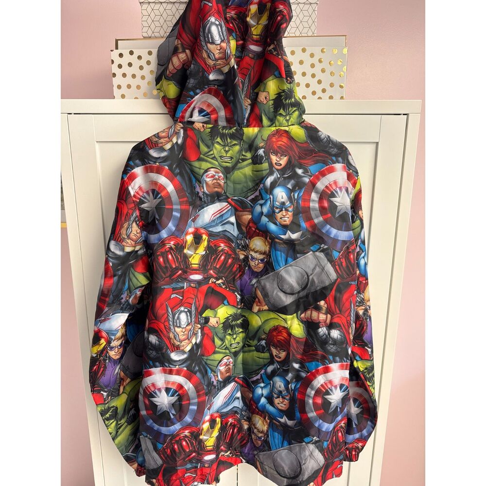 Marvel Avengers All Over Print Full Zip Jacket Hoodie Comic Superhero - Picture 2 of 6